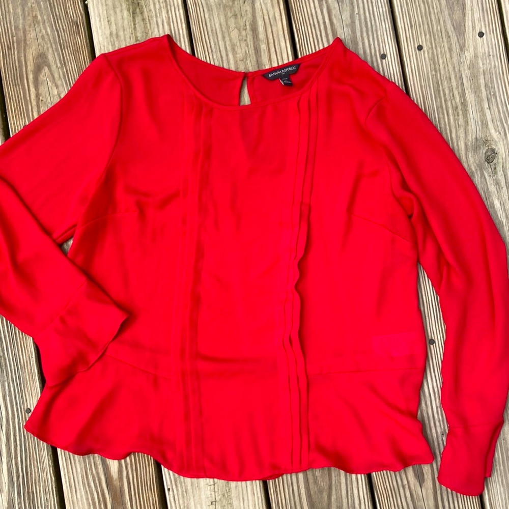 Pintucks and peplum on this Banana Republic blouse